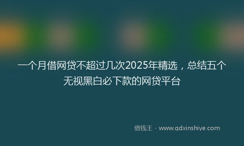 一个月借网贷不超过几次2025年精选，总结五个无视黑白必下款的网贷平台