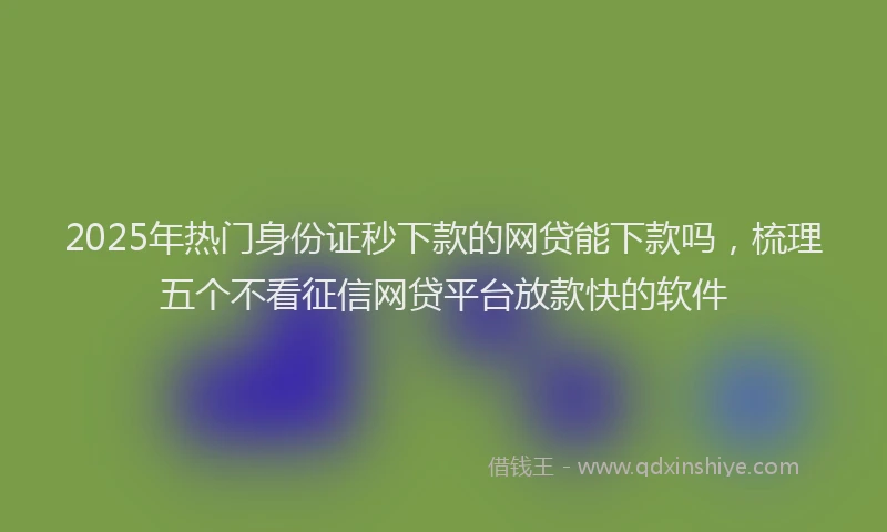 2025年热门身份证秒下款的网贷能下款吗，梳理五个不看征信网贷平台放款快的软件