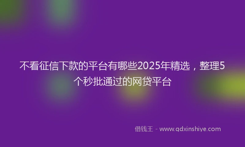 不看征信下款的平台有哪些2025年精选，整理5个秒批通过的网贷平台