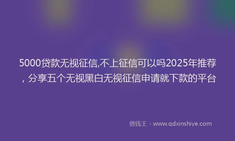 5000贷款无视征信,不上征信可以吗2025年推荐，分享五个无视黑白无视征信申请就下款的平台