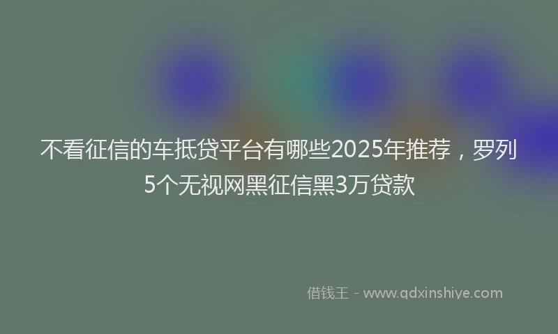 不看征信的车抵贷平台有哪些2025年推荐，罗列5个无视网黑征信黑3万贷款