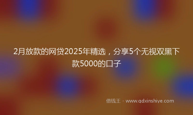 2月放款的网贷2025年精选，分享5个无视双黑下款5000的口子