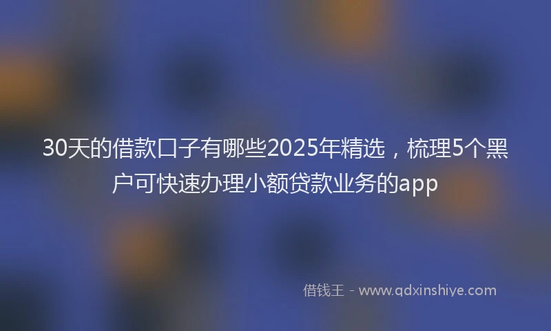 30天的借款口子有哪些2025年精选，梳理5个黑户可快速办理小额贷款业务的app