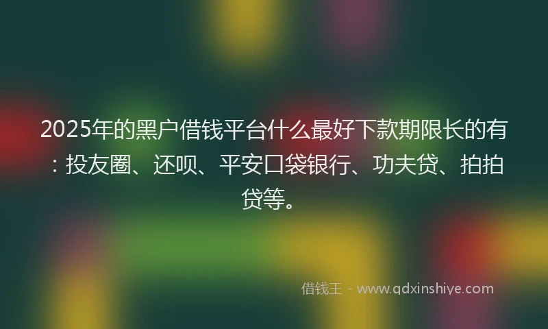 2025年的黑户借钱平台什么最好下款期限长的有：投友圈、还呗、平安口袋银行、功夫贷、拍拍贷等。