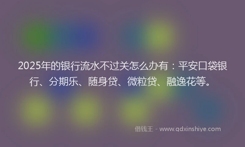 2025年的银行流水不过关怎么办有：平安口袋银行、分期乐、随身贷、微粒贷、融逸花等。