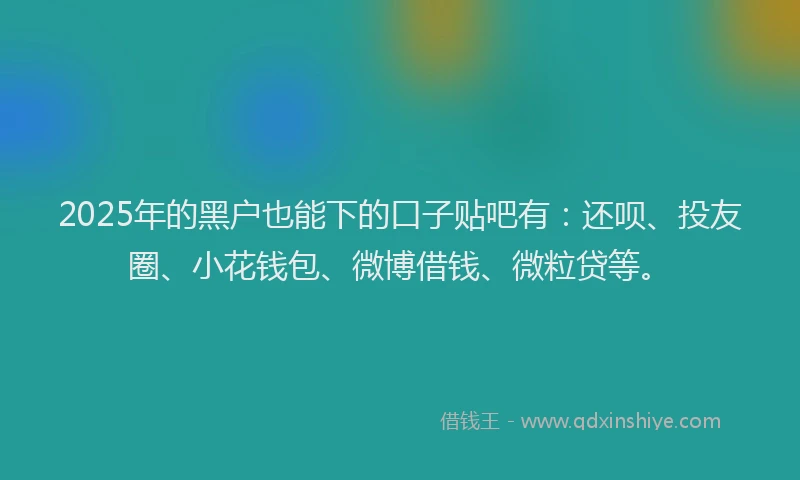 2025年的黑户也能下的口子贴吧有：还呗、投友圈、小花钱包、微博借钱、微粒贷等。