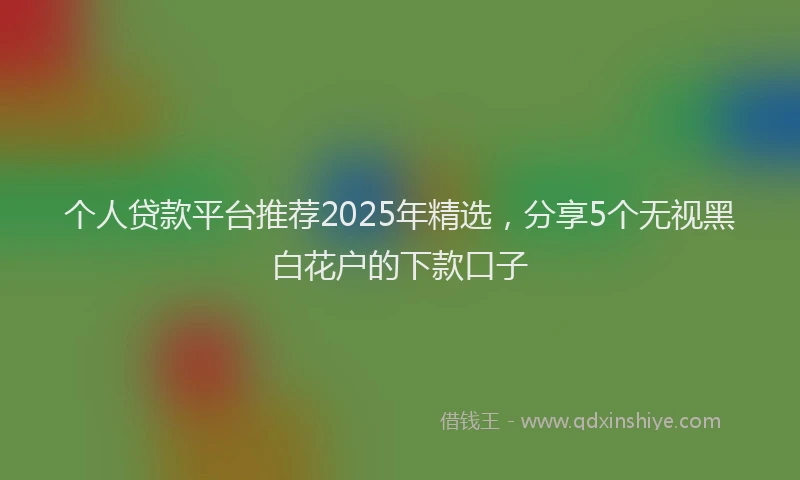 个人贷款平台推荐2025年精选，分享5个无视黑白花户的下款口子
