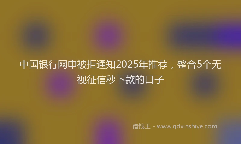 中国银行网申被拒通知2025年推荐，整合5个无视征信秒下款的口子