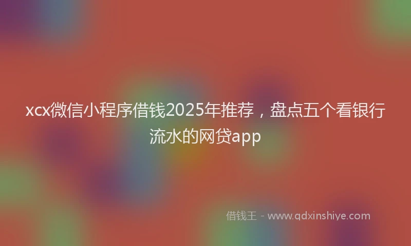 xcx微信小程序借钱2025年推荐，盘点五个看银行流水的网贷app