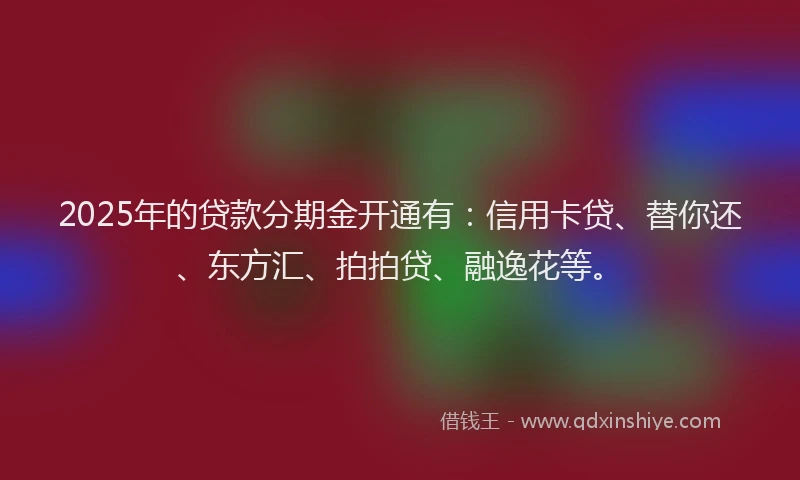 2025年的贷款分期金开通有：信用卡贷、替你还、东方汇、拍拍贷、融逸花等。