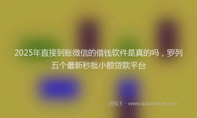 2025年直接到账微信的借钱软件是真的吗，罗列五个最新秒批小额贷款平台