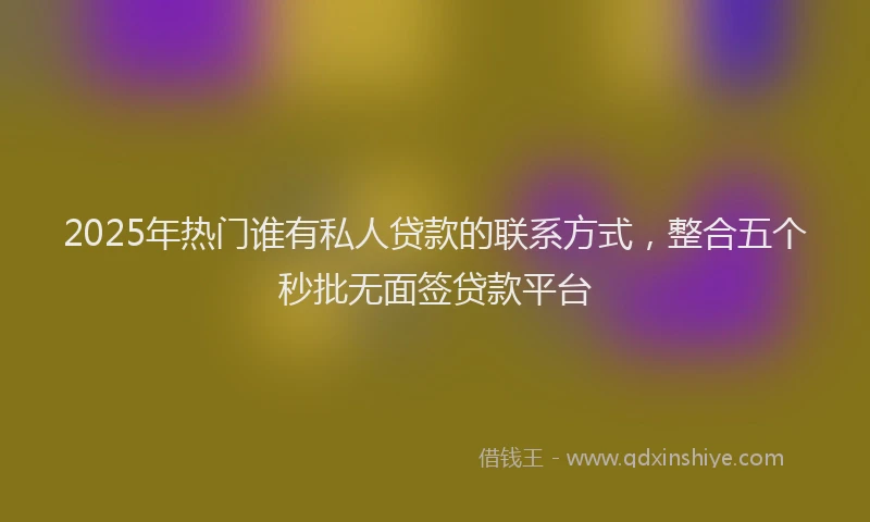 2025年热门谁有私人贷款的联系方式，整合五个秒批无面签贷款平台