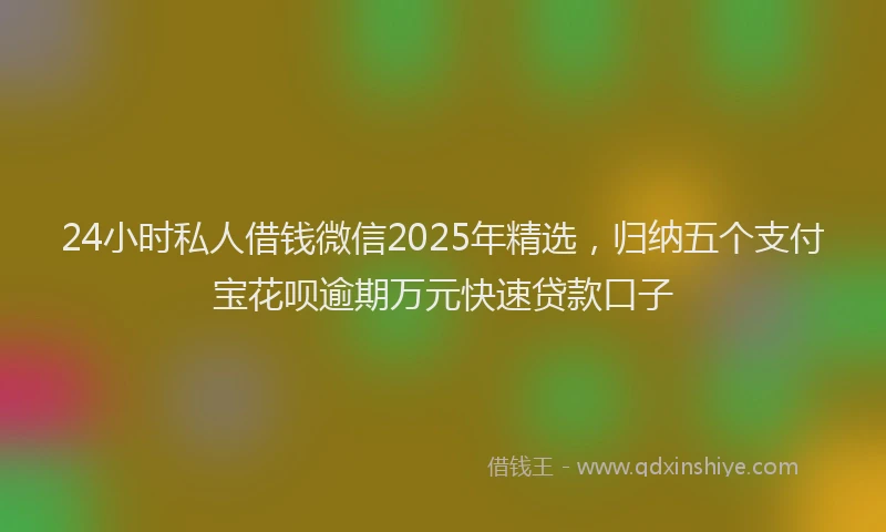 24小时私人借钱微信2025年精选，归纳五个支付宝花呗逾期万元快速贷款口子