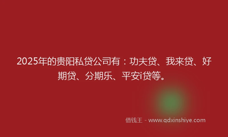 2025年的贵阳私贷公司有：功夫贷、我来贷、好期贷、分期乐、平安i贷等。