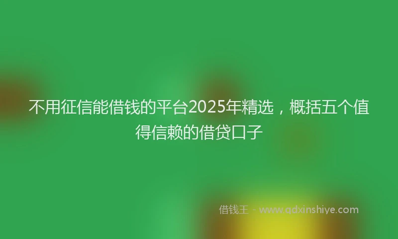 不用征信能借钱的平台2025年精选，概括五个值得信赖的借贷口子