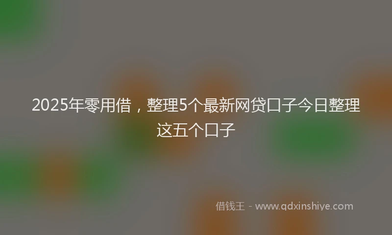 2025年零用借，整理5个最新网贷口子今日整理这五个口子