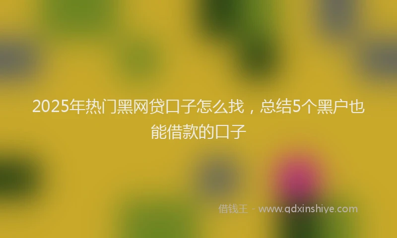 2025年热门黑网贷口子怎么找，总结5个黑户也能借款的口子