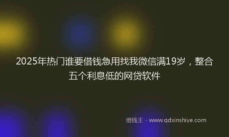 2025年热门谁要借钱急用找我微信满19岁，整合五个利息低的网贷软件