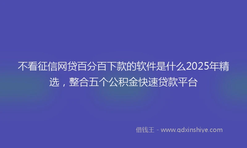 不看征信网贷百分百下款的软件是什么2025年精选，整合五个公积金快速贷款平台