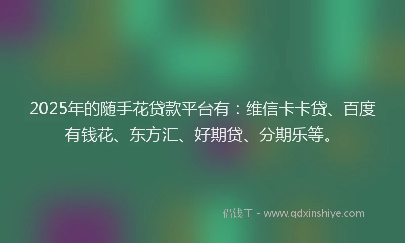 2025年的随手花贷款平台有：维信卡卡贷、百度有钱花、东方汇、好期贷、分期乐等。