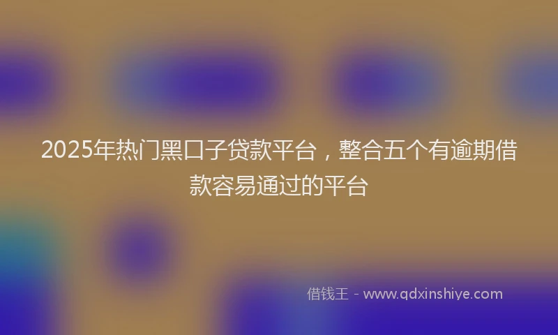 2025年热门黑口子贷款平台，整合五个有逾期借款容易通过的平台