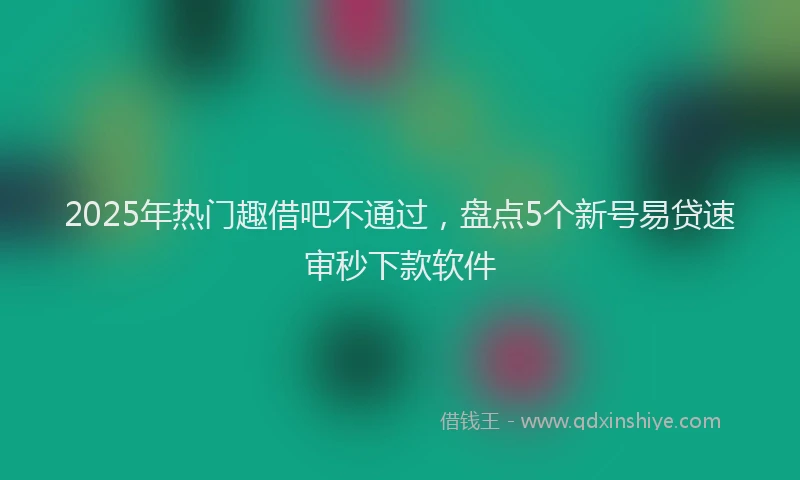 2025年热门趣借吧不通过，盘点5个新号易贷速审秒下款软件