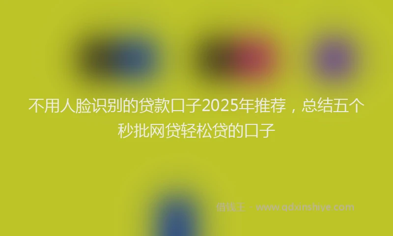 不用人脸识别的贷款口子2025年推荐，总结五个秒批网贷轻松贷的口子
