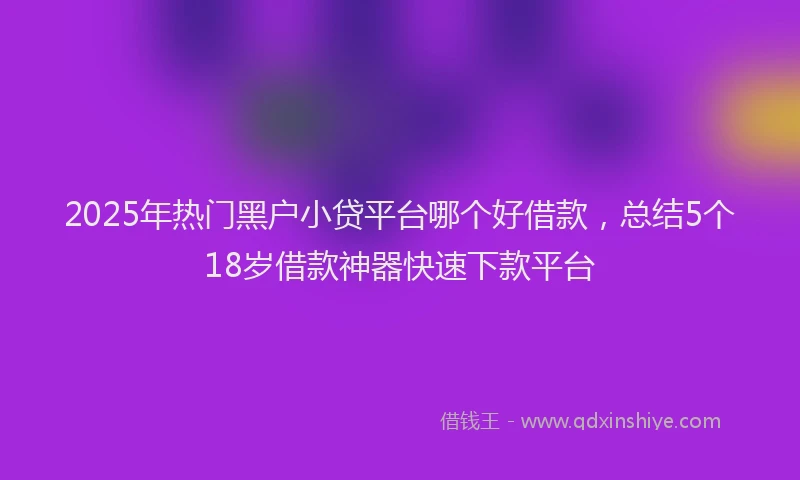 2025年热门黑户小贷平台哪个好借款，总结5个18岁借款神器快速下款平台