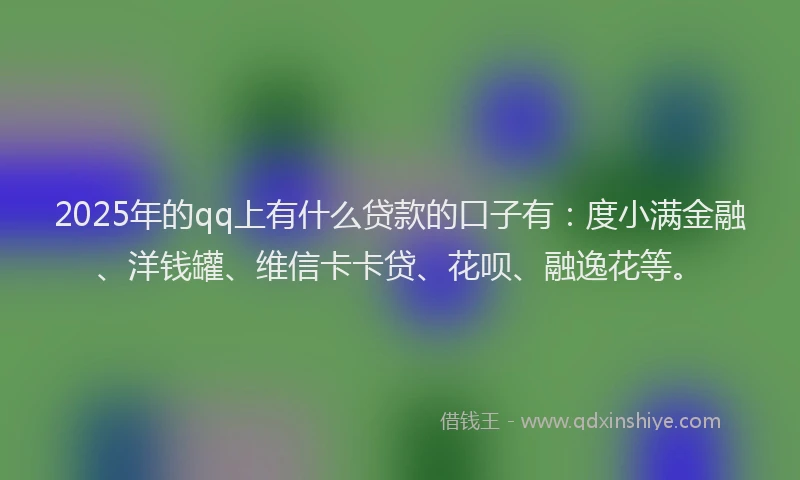 2025年的qq上有什么贷款的口子有：度小满金融、洋钱罐、维信卡卡贷、花呗、融逸花等。