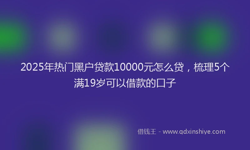 2025年热门黑户贷款10000元怎么贷，梳理5个满19岁可以借款的口子