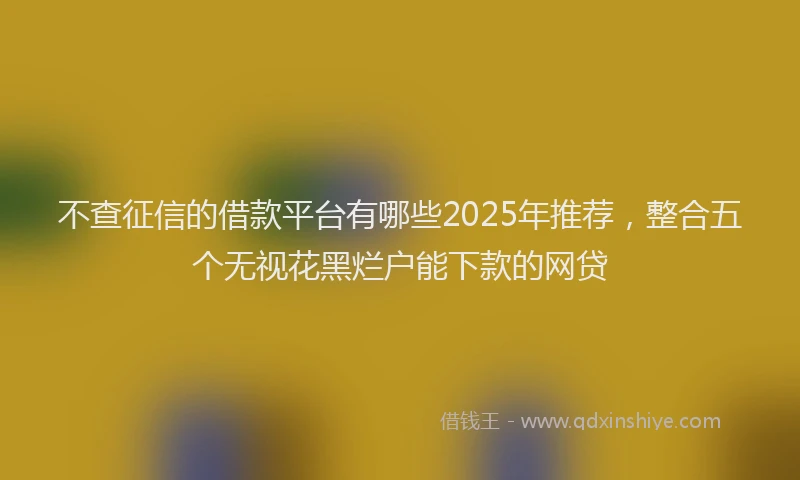 不查征信的借款平台有哪些2025年推荐，整合五个无视花黑烂户能下款的网贷