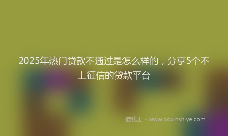 2025年热门贷款不通过是怎么样的，分享5个不上征信的贷款平台