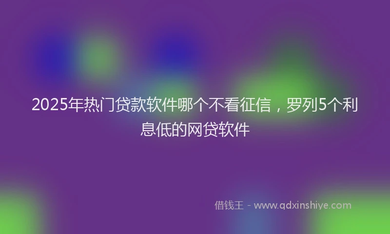 2025年热门贷款软件哪个不看征信，罗列5个利息低的网贷软件