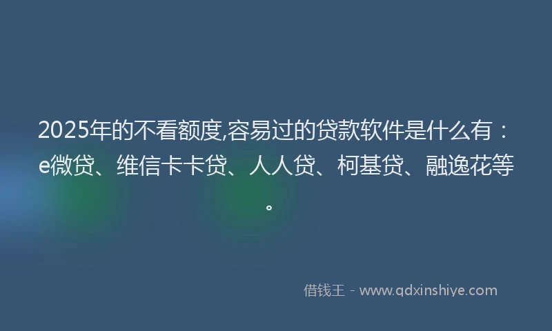 2025年的不看额度,容易过的贷款软件是什么有：e微贷、维信卡卡贷、人人贷、柯基贷、融逸花等。