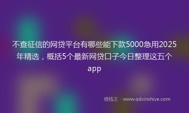 不查征信的网贷平台有哪些能下款5000急用2025年精选，概括5个最新网贷口子今日整理这五个app