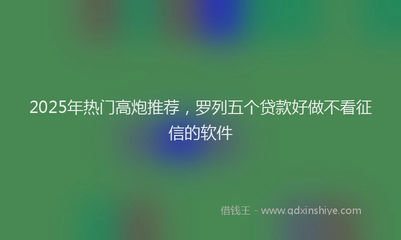 2025年热门高炮推荐，罗列五个贷款好做不看征信的软件