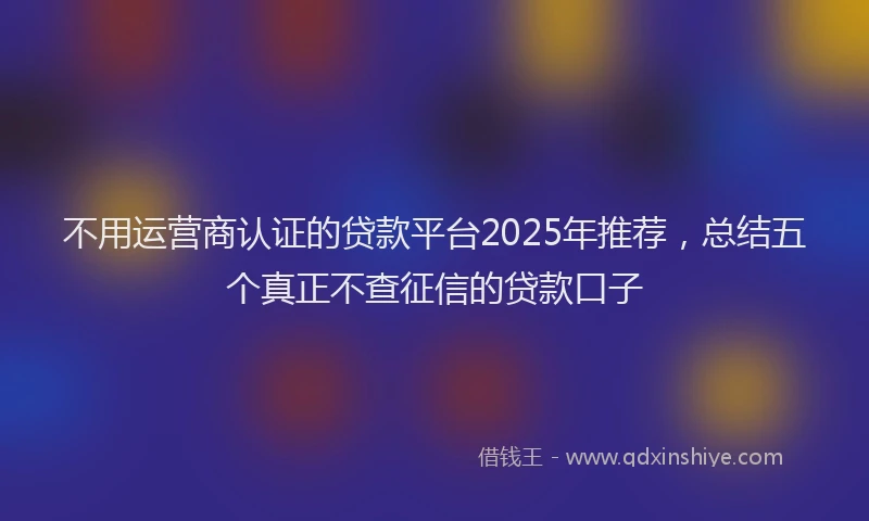不用运营商认证的贷款平台2025年推荐，总结五个真正不查征信的贷款口子