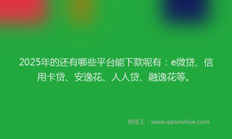2025年的还有哪些平台能下款呢有：e微贷、信用卡贷、安逸花、人人贷、融逸花等。