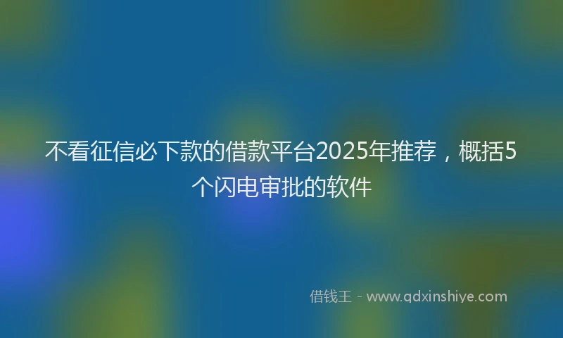 不看征信必下款的借款平台2025年推荐，概括5个闪电审批的软件