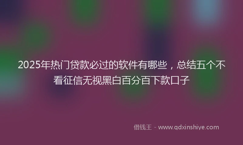 2025年热门贷款必过的软件有哪些，总结五个不看征信无视黑白百分百下款口子