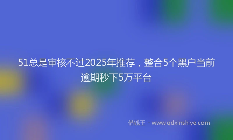 51总是审核不过2025年推荐，整合5个黑户当前逾期秒下5万平台