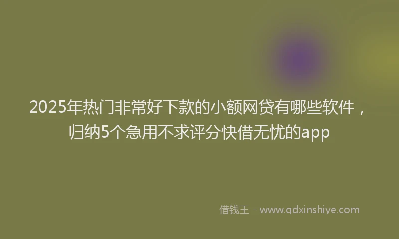 2025年热门非常好下款的小额网贷有哪些软件，归纳5个急用不求评分快借无忧的app