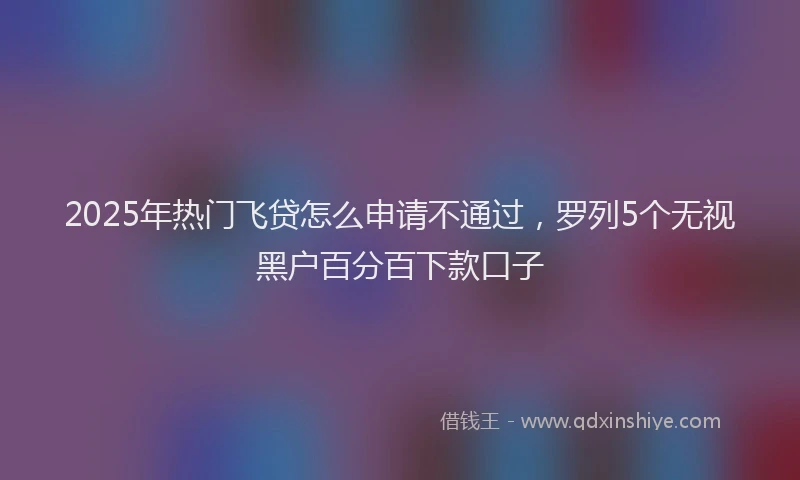 2025年热门飞贷怎么申请不通过，罗列5个无视黑户百分百下款口子