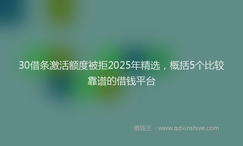 30借条激活额度被拒2025年精选，概括5个比较靠谱的借钱平台