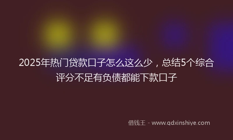 2025年热门贷款口子怎么这么少，总结5个综合评分不足有负债都能下款口子
