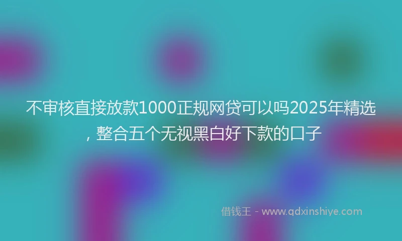 不审核直接放款1000正规网贷可以吗2025年精选，整合五个无视黑白好下款的口子