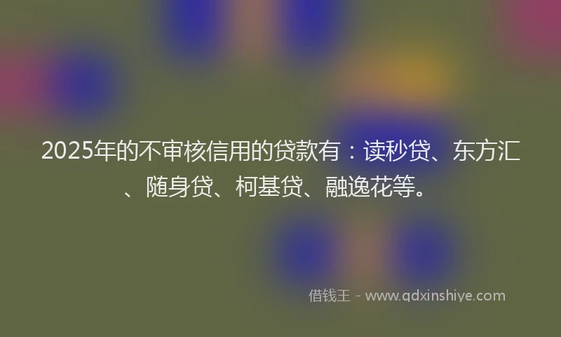 2025年的不审核信用的贷款有：读秒贷、东方汇、随身贷、柯基贷、融逸花等。