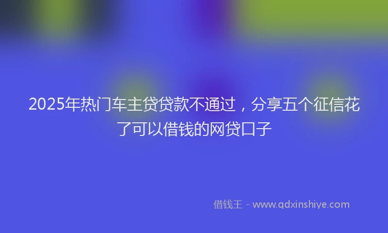 2025年热门车主贷贷款不通过，分享五个征信花了可以借钱的网贷口子