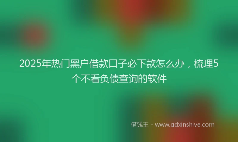 2025年热门黑户借款口子必下款怎么办，梳理5个不看负债查询的软件