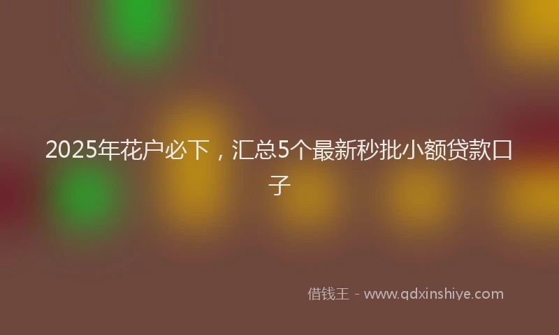 2025年花户必下，汇总5个最新秒批小额贷款口子